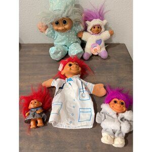 Lot of 5 Vintage Troll Dolls Plush Troll Toy Puppet
